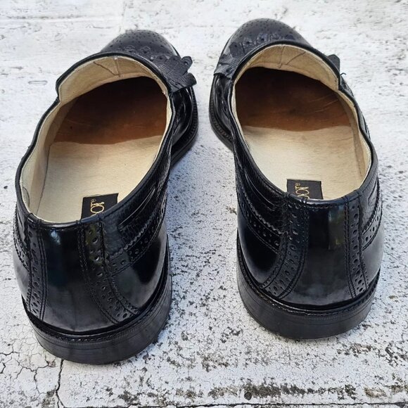 Brassboot Men Shoes Black Leather Slip On Kiltie Loafer Size 9.5M Made Italy main image 10